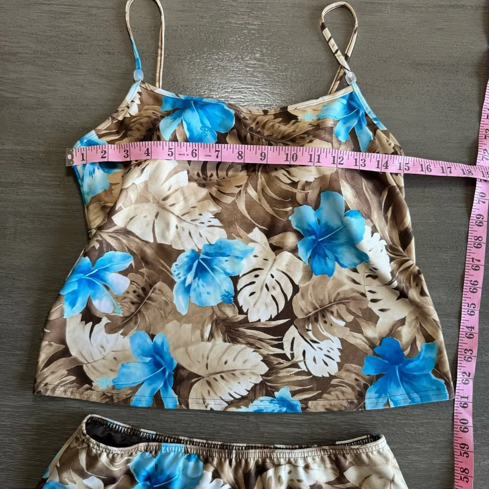 Vintage Skirt Set Tankini Swimsuit Tropical Floral S - Picture 7 of 10